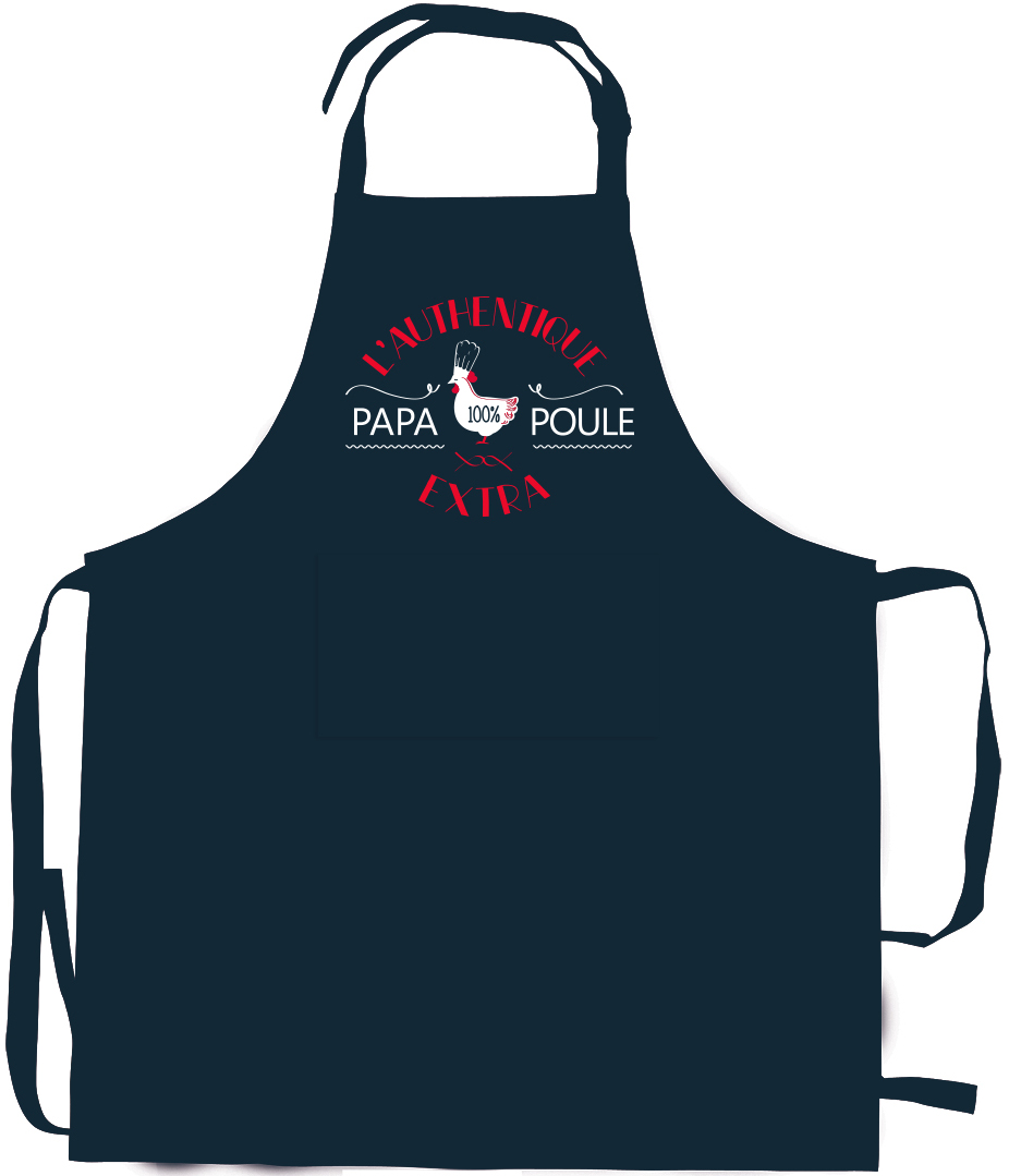 Tablier de cuisine Papa poule recycl Indigo 72 x 90
