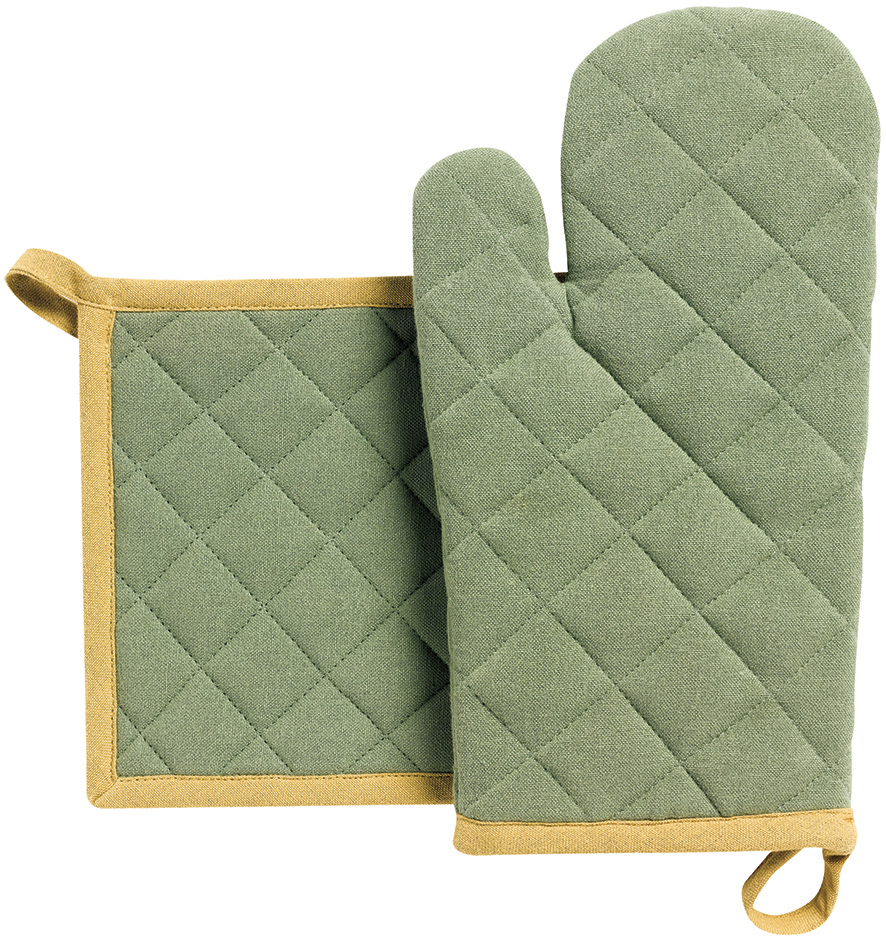 Lot gant de cuisine/manique recycl Grace Matcha 18 x 32