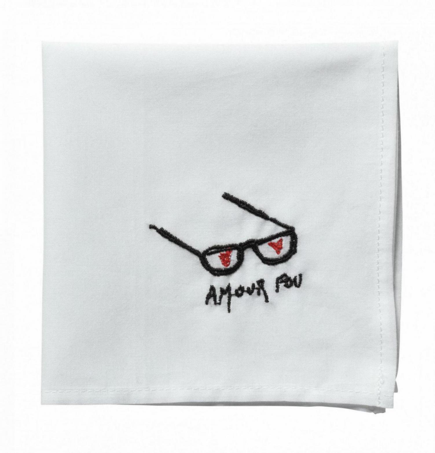 Mouchoir Hankie Amour Blanc 25 x 25