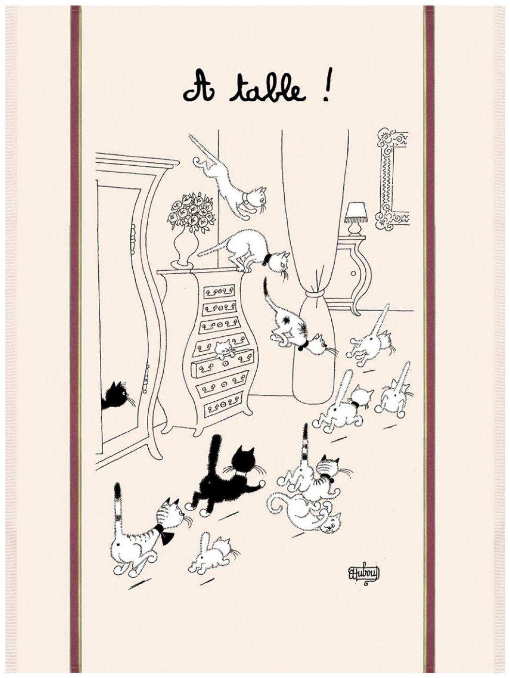 Grand Torchon Dubout Retour Des Courses Ecru 60 X 80