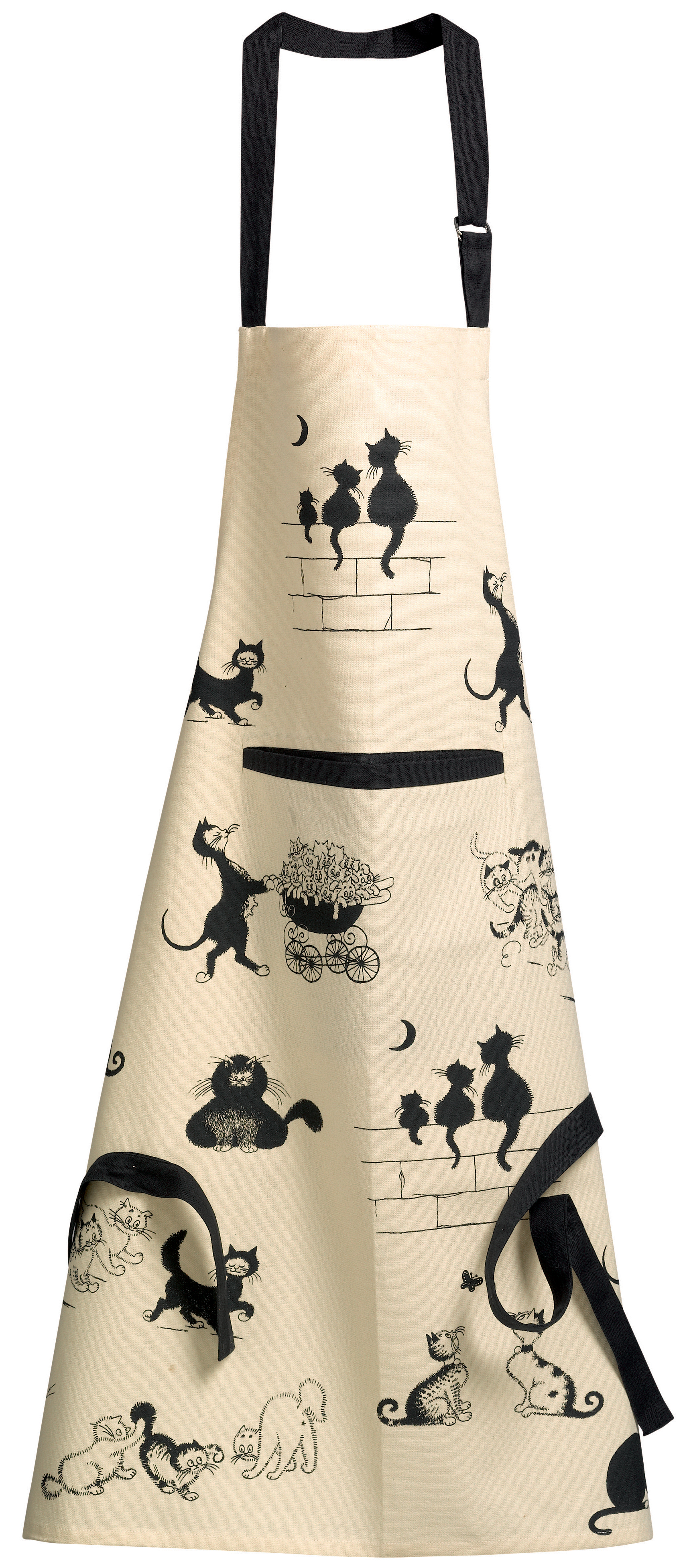 Tablier de cuisine imprim Dubout 3 chats Beige 72 x 85