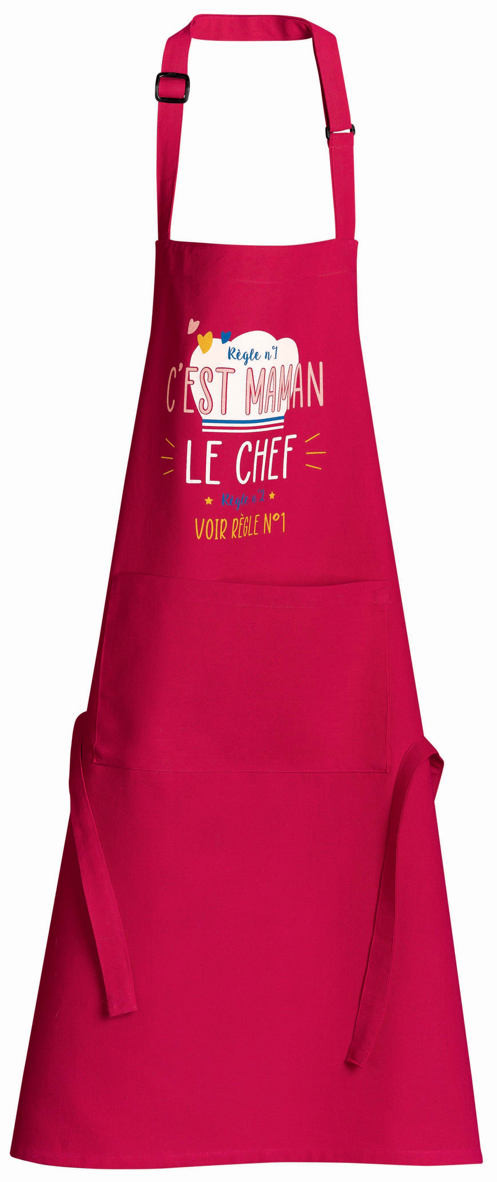 Tablier de cuisine Chef maman recycl Rose 72 x 90