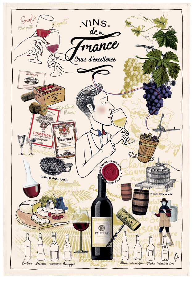 Torchon Imprim Crus d'excellence Ecru 48 x 72